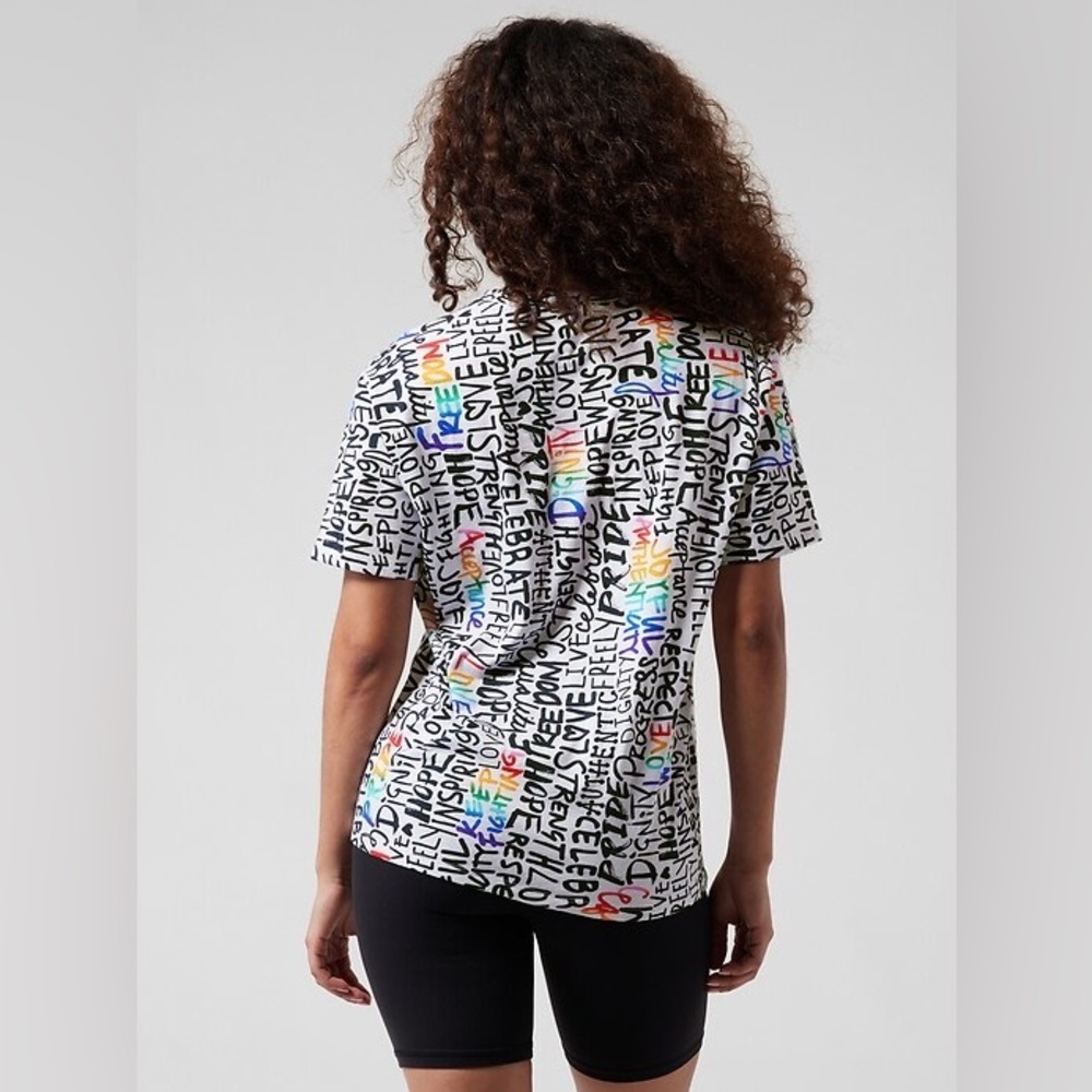 Athleta Size XXS Organic Daily Relaxer Elation Graphic Tee Pride Limited Edition